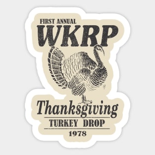 Wkrp Thanksgiving Turkey Drop Retro Sticker